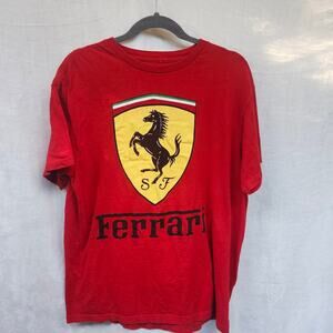 Ferrari Mens Logo Front Red Sz Medium Short Sleeve Cotton T shirt